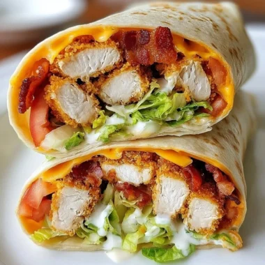 Crispy Chicken Bacon Ranch Wrap with fresh ingredients and savory flavors