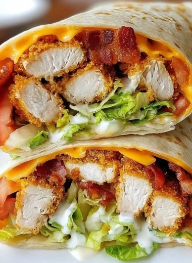 Crispy Chicken Bacon Ranch Wrap with fresh ingredients and savory flavors