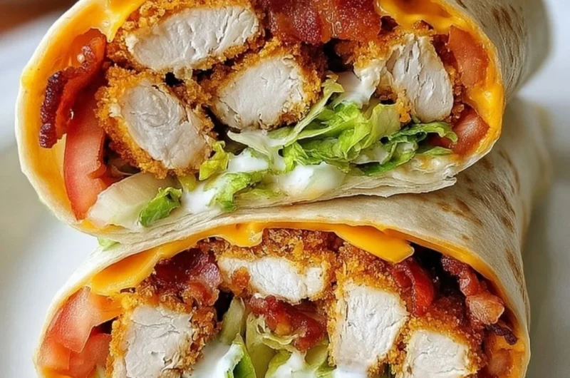 Crispy Chicken Bacon Ranch Wrap with fresh ingredients and savory flavors