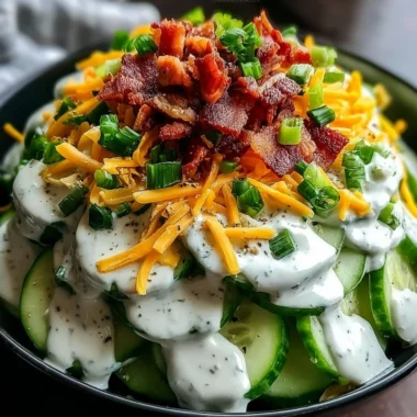 Cucumber Ranch Salad with fresh cucumbers and creamy dressing