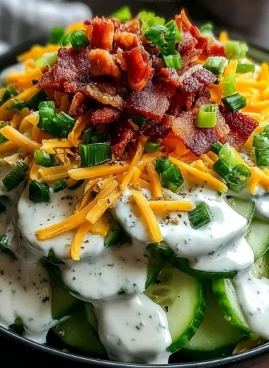 Cucumber Ranch Salad with fresh cucumbers and creamy dressing