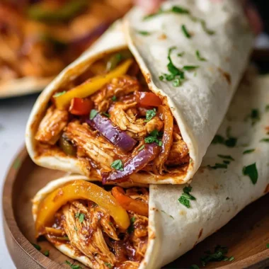 Delicious easy crockpot chicken fajitas with vibrant peppers and onions