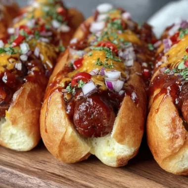 Flavorful Firecracker Hot Dogs topped with spicy condiments