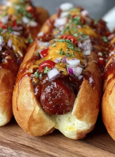Flavorful Firecracker Hot Dogs topped with spicy condiments