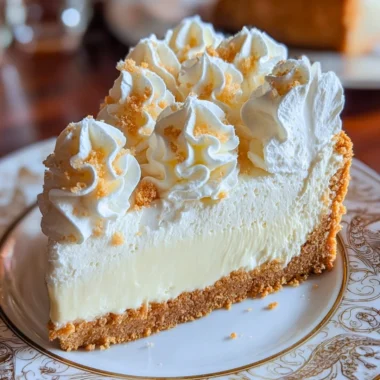 Fluffy marshmallow cheesecake topped with whipped cream and chocolate shavings