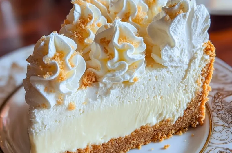 Fluffy marshmallow cheesecake topped with whipped cream and chocolate shavings