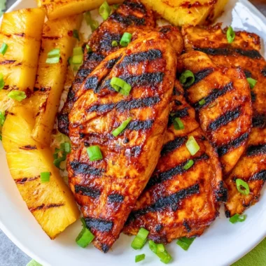 Delicious Grilled Aloha Chicken with tropical flavors and vibrant presentation.