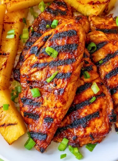 Delicious Grilled Aloha Chicken with tropical flavors and vibrant presentation.