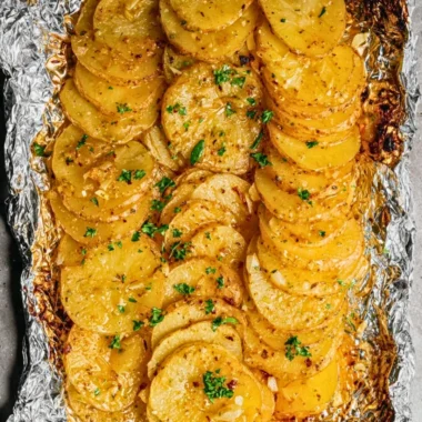 Grilled garlic butter potatoes served as a flavorful side dish