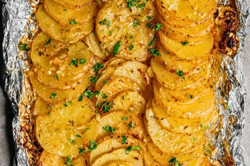 Grilled garlic butter potatoes served as a flavorful side dish