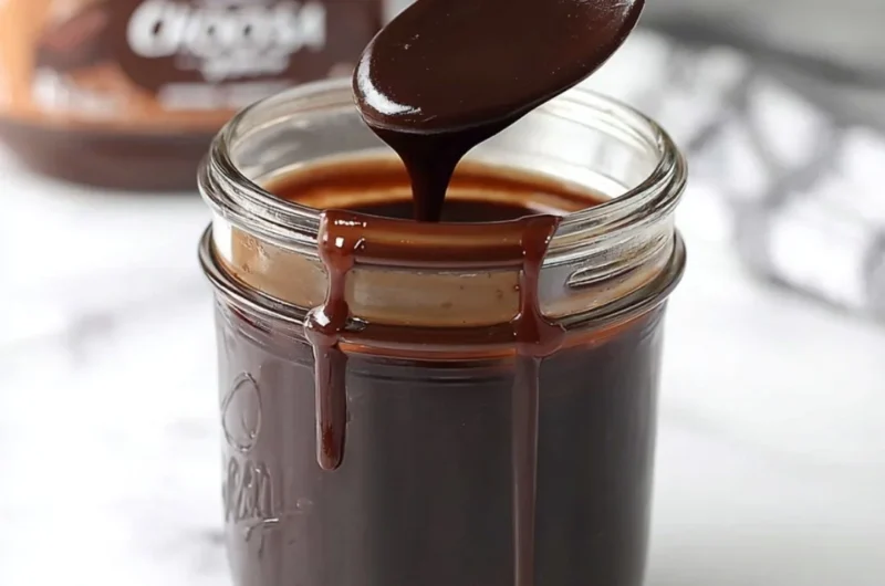 Delicious hot fudge drizzled over ice cream