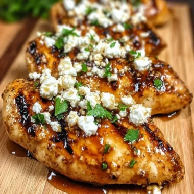 Hot Honey Feta Chicken served on a plate with garnishes