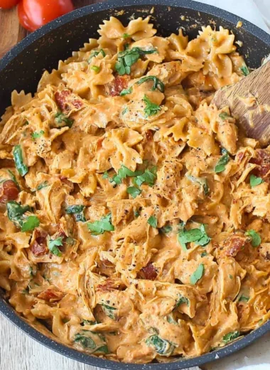 Delicious Marry Me Chicken Pasta dish garnished and ready to serve.