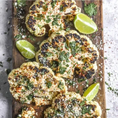 Delicious Mexican Street Cauliflower topped with spices and herbs