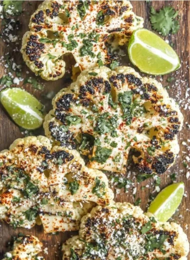 Delicious Mexican Street Cauliflower topped with spices and herbs