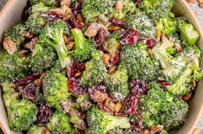 Delicious keto broccoli salad recipe with fresh ingredients and vibrant colors