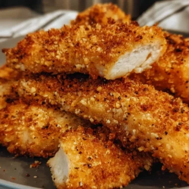 Delicious Air Fryer Ranch Chicken Tenders on a plate garnished with herbs.