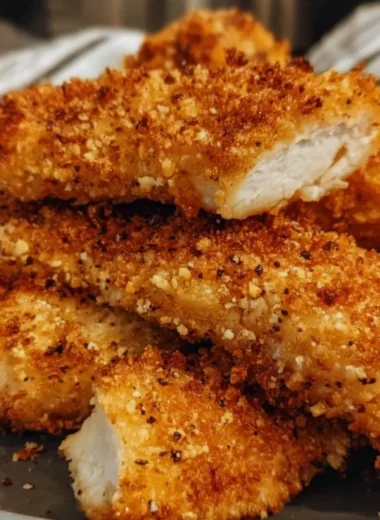 Delicious Air Fryer Ranch Chicken Tenders on a plate garnished with herbs.