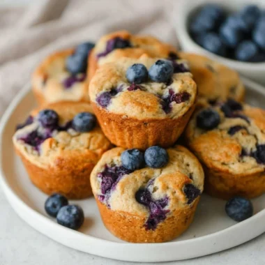 Freshly baked blueberry cottage cheese muffins ready to enjoy