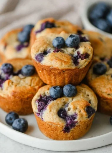 Freshly baked blueberry cottage cheese muffins ready to enjoy
