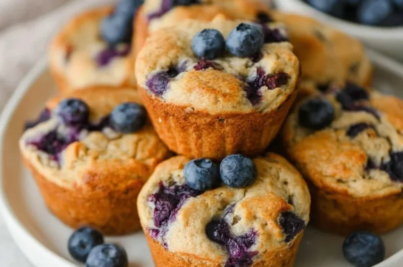Freshly baked blueberry cottage cheese muffins ready to enjoy