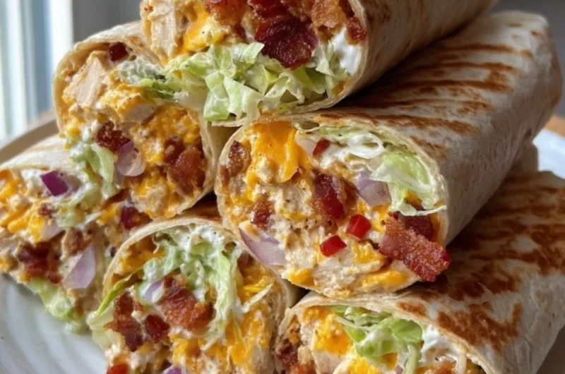 Delicious cheesy bacon ranch wraps filled with crispy bacon and creamy ranch dressing
