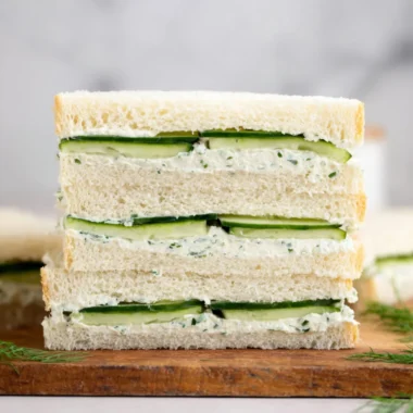Fresh cucumber sandwich on a plate served at a tea party