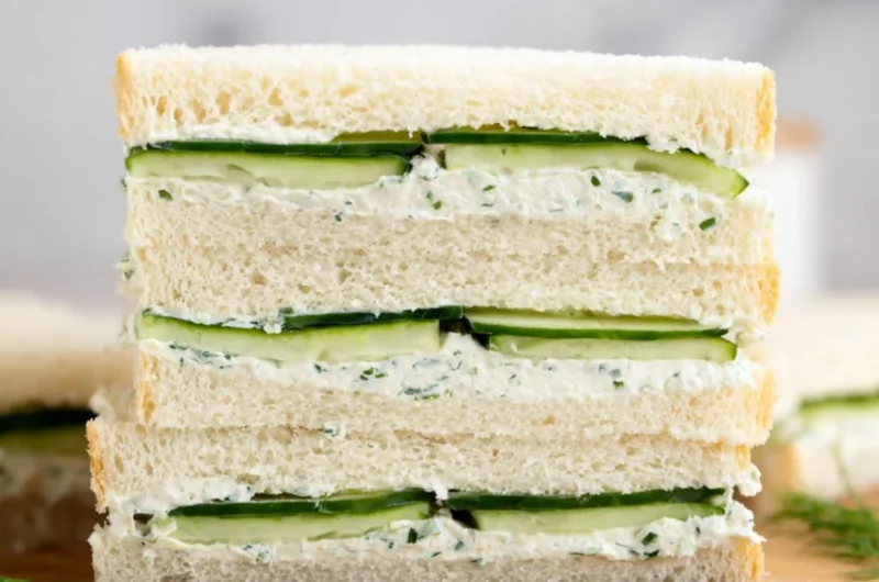 Fresh cucumber sandwich on a plate served at a tea party