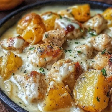 Garlic Parmesan Chicken and Potatoes in a crockpot ready to serve