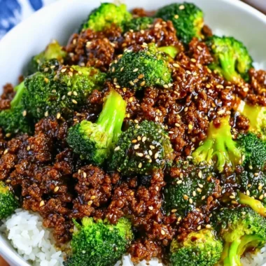 Stir-fried ground beef with broccoli on a plate for a healthy meal