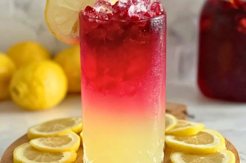 Refreshing Hibiscus Water served in a glass with ice and mint leaves.