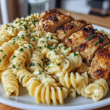 Delicious Honey Garlic Chicken Pasta served in a bowl with fresh herbs.