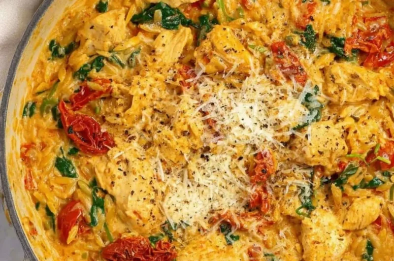 Delicious Marry Me Chicken One Pot Pasta in a bowl, ready to serve.