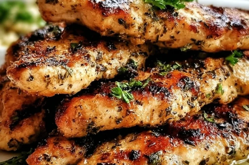 Quick Mediterranean chicken tenders served with herbs and spices