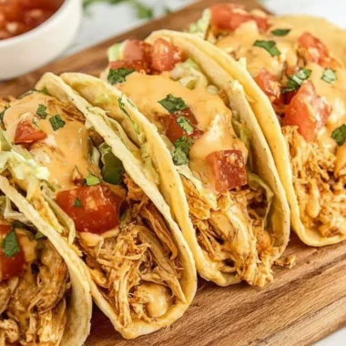 Bowl of Slow Cooker Queso Chicken Tacos topped with fresh cilantro