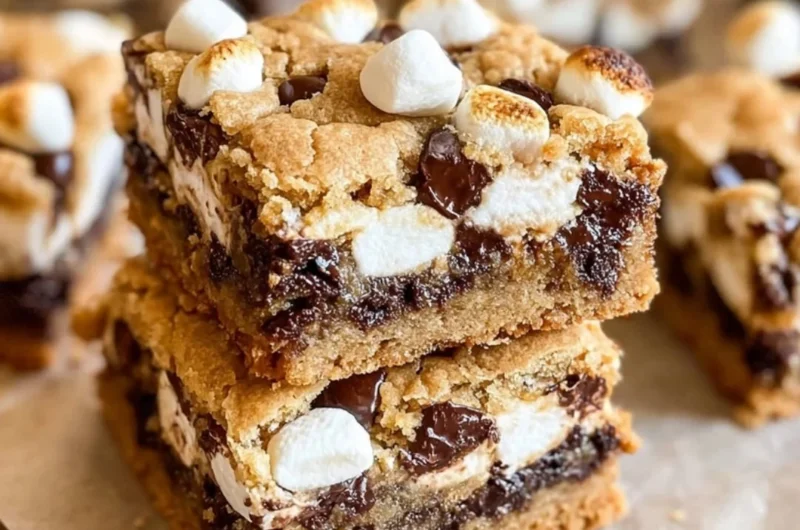 Delicious S'mores Cookie Bars with chocolate and marshmallow toppings