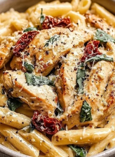 Delicious Marry Me Chicken Pasta topped with herbs and cheese