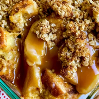 Delicious Apple Pie French Toast Casserole served on a plate