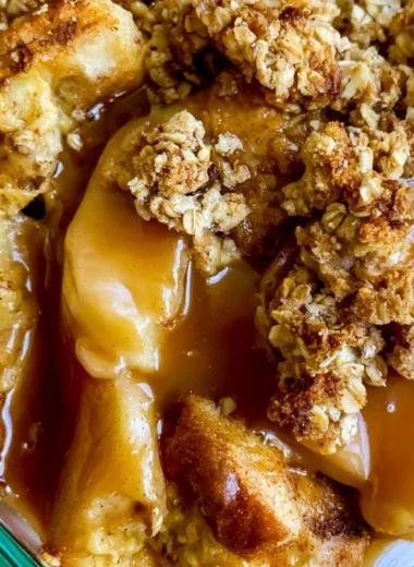 Delicious Apple Pie French Toast Casserole served on a plate