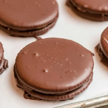 Delicious Chocolate Peanut Butter Ritz Cookies stacked on a platter