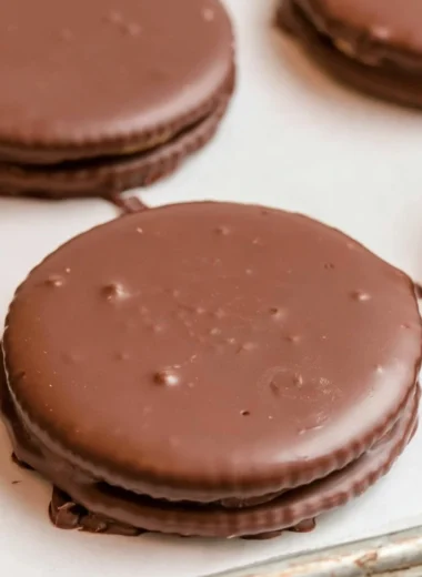 Delicious Chocolate Peanut Butter Ritz Cookies stacked on a platter