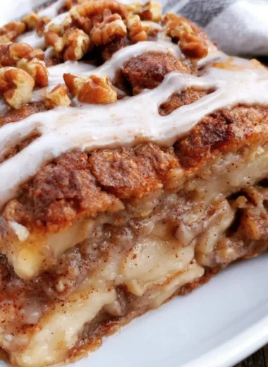 Delicious homemade Apple Oat Breakfast Cake served on a rustic plate
