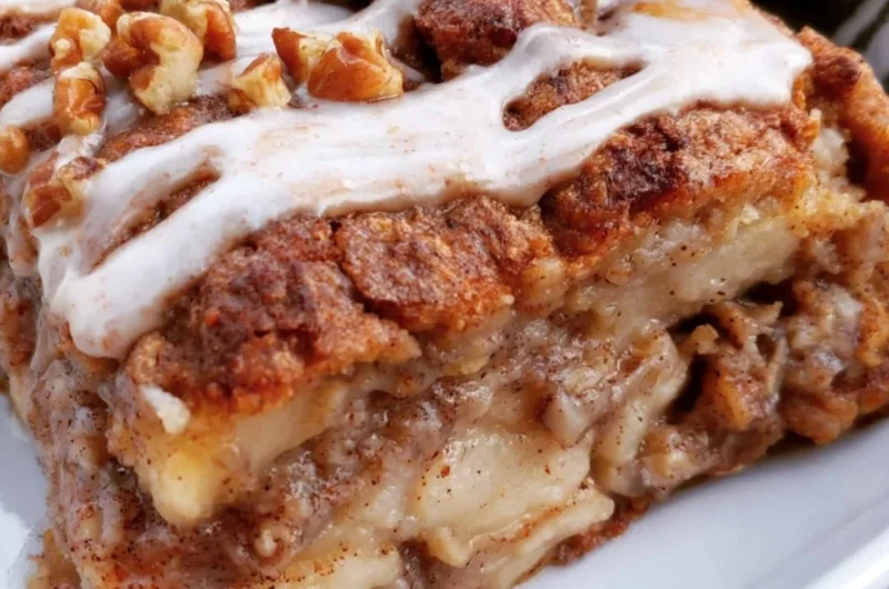 Delicious homemade Apple Oat Breakfast Cake served on a rustic plate