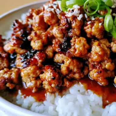 Honey Garlic Ground Turkey power bowl with sticky glaze and fresh vegetables