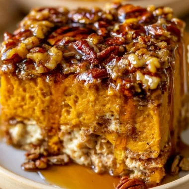 Pumpkin Cottage Cheese Breakfast Bake served in a dish