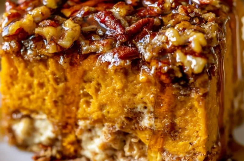 Pumpkin Cottage Cheese Breakfast Bake served in a dish